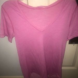 Lululemon Pink V-Neck Tee